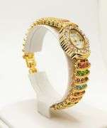 Ladies Geneva & Gemstone Watch, 18kt Yellow Gold Plated