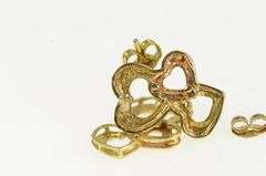 10K Yellow Gold Tri Tone Diamond Cut Heart Love Symbol Stud Earrings
