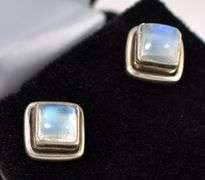Moonstone Stud Earrings In Sterling Silver