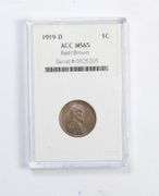 MS65 1919-D Lincoln Wheat Cent - Red/Brown - Graded ACC