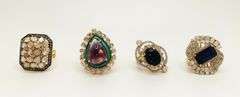 GROUP LOT OF 4X GEMSTONE RINGS