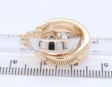 Pleasing Two Tone Gold Crossover Double Hoop Earrings