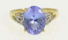 14K Yellow Gold LeVian Tanzanite Diamond Cluster Statement Ring