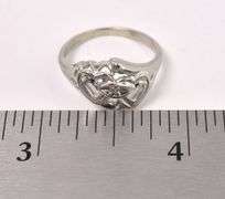 Lovely Double Heart Ring with Diamond in White Gold
