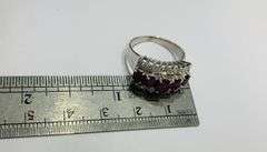 14kt Solid White Gold, Ruby, & Diamond Band Ring