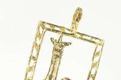 14K Yellow Gold Square J Monogram Name Letter Initial Pendant