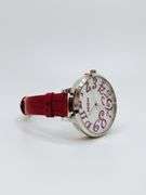 Big Numbers Geneva Watch w/ Mother of Pearl Face & Genuine Leather Strap