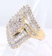 Attractive Yellow Gold 0.75ctw RBC and Bag Diamond Cluster Ring