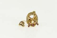 14K Yellow Gold Victorian Crossed Sword Seed Pearl Pin/Brooch