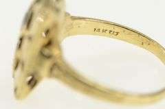 14K Yellow Gold Art Deco Sapphire Squared Ornate Vintage Ring