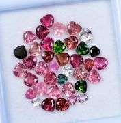 AMAZING MULTI-COLOR NATURAL TOURMALINE LOOSE GEMSTONE LOT- HEART SHAPED!
