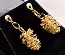 Elaborate Pinecone Dangle Earrings In 14K Yellow Gold