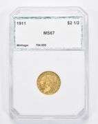 MS67 1911 $2.50 Indian Head Gold Quarter Eagle - Graded PCI