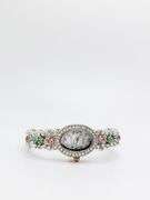 Ladies Geneva & Gemstone Watch, 18kt White GP Cuff