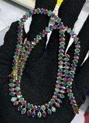 53.0+CARAT NATURAL RUBY, EMERALD, & BLUE SAPPHIRE NECKLACE IN 14KT SOLID YELLOW GOLD