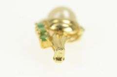 14K Yellow Gold Pearl Emerald Diamond Vintage Ornate Charm/Pendant