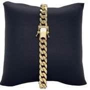 7.5MM- 14K YELLOW GOLD MIAMI CUBAN LINK CHAIN BRACELET