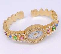 LADIES GENEVA & GEMSTONE WATCH-18KT GP