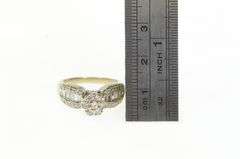 14K White Gold 1.00 Ctw Round Diamond Cluster Engagement Ring