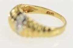 14K Yellow Gold Grooved Diamond Vintage Domed Statement Ring