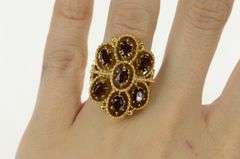 14K Yellow Gold Oval Garnet Filigree Statement Cocktail Ring