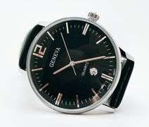 Classic Looking Everyday Men's Geneva Watch w/ Genuine Leather Band