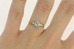 14K Yellow Gold 1940's 0.75 Ctw Old Mine Diamond Engagement Ring