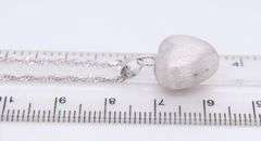 Charming White Gold Puffed Heart Pendant on Rope Chain