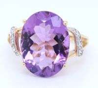 Favorite Yellow Gold oval Amethyst and Diamond Cocktail Ring