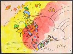 Peter Max, Original painting, mixed media on paper.