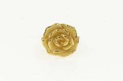14K Yellow Gold Ornate Puffy Sparkly Rose Flower Statement Ring
