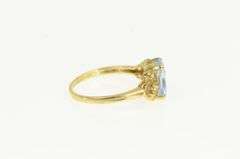 14K Yellow Gold Blue Topaz Diamond Vintage Statement Ring