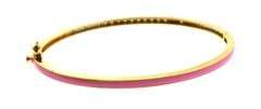 14KT Yellow Gold Diamond & Pink Enamel Bangle