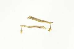 14K Yellow Gold Herringbone Chain Tri Tone Dangle Squared Earrings