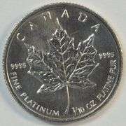 Gem BU 1988 Canada Pure .9995 $5 Platinum Maple Leaf