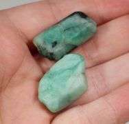 Gorgeous 68.3ct raw Emerald in matrix pair