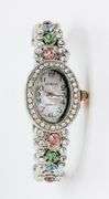 Ladies Geneva & Gemstone Watch, 18kt White GP Cuff