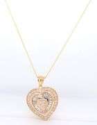 Incredible Yellow Gold 1.75ctw Heart Shaped Diamond Pendant on Rolo Chain Necklace