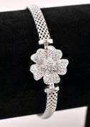 Flower CZ Bracelet In Sterling Silver