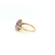 10K Yellow Gold 1940's Emerald Cut Amethyst Ornate Vintage Ring