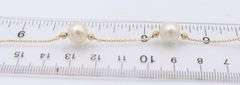 Elegant Yellow Gold Tin Cup 8mm Pearl Station Bracelet