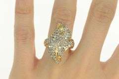 14K Yellow Gold 2.00 Ctw Diamond Wavy Cluster Freeform Ring