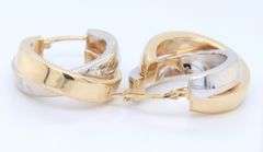 Pleasing Two Tone Gold Crossover Double Hoop Earrings