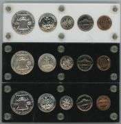 3 Diff. Gem 5-pc Proof Sets in custom holders