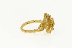 14K Yellow Gold Ornate Puffy Sparkly Rose Flower Statement Ring