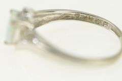 10K White Gold Heart Syn. Opal Diamond Accent Love Vintage Ring
