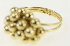 14K Yellow Gold Ball Cluster Tassel Shaker Pom Pom Statement Ring