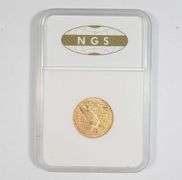 MS63 1911-S $5 Indian Head Gold Half Eagle - Graded NGS