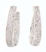 4.00ctw Pave Diamond Contoured Inside Out Hoop Earrings in 14K