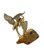 Vintage MCM Hollywood Regency Brass Cranes Sculpture 15 Inch